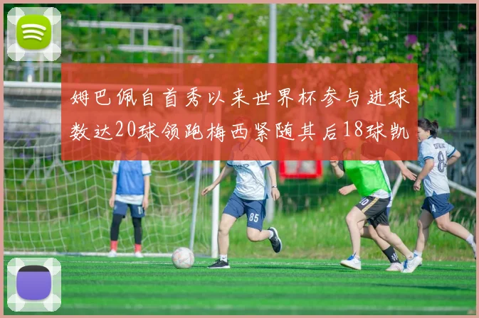 姆巴佩自首秀以来世界杯参与进球数达20球领跑梅西紧随其后18球凯恩则有13球